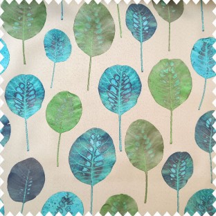 Green blue color natural round shapes glossy finished leaves texture finished design with grey color background main curtain